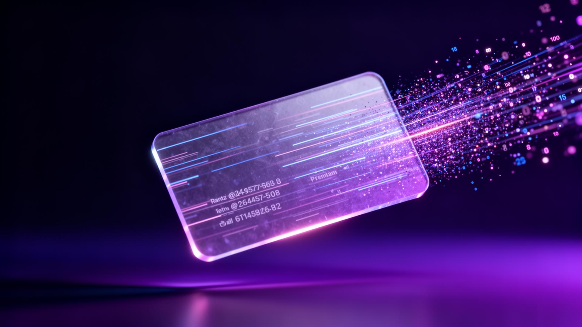 Business card being scanned with AI
